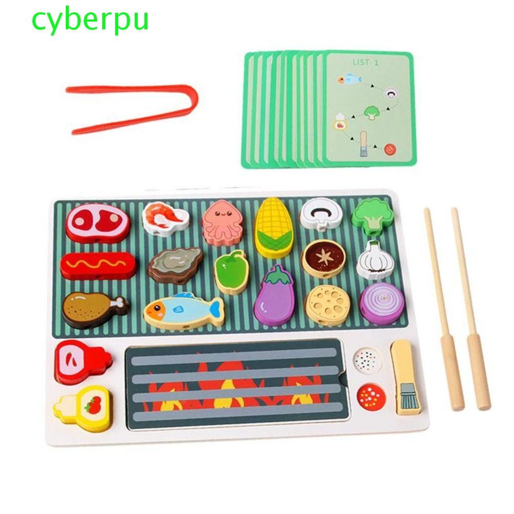 Cyberpulse ไม้บาร์บีคิวของเล่น,ไม้จําลองอาหารบาร์บีคิวย่างของเล่น,Montessori Cooking Experienceบทบาทเล่นชุดของขวัญสําหรับเด็ก