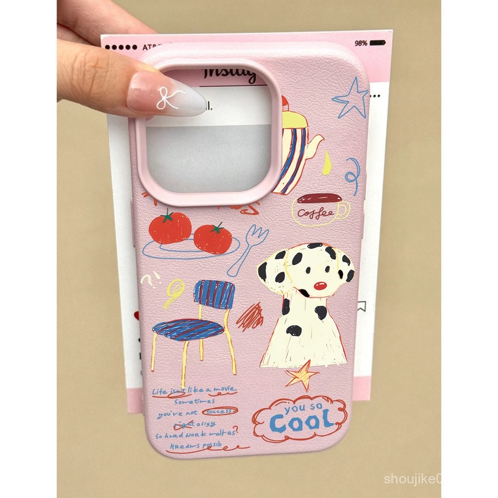 Graffiti Spot Puppy เหมาะสำหรับ iphone15promax เคสโทรศัพท์มือถือ Apple 13 14ลายหนัง12นุ่ม11เคสโทรศัพท์มือถือ iPhone สุดหรูรุ่นที่เหมาะสมได้แก่16, 11, 12, 13, 14, 15 PRO MAX, 7plus, 8PLUS, 11pro, 13pro, X, XR, XS Max-แฟชั่นชั้นสูงป้องกัน7oac
