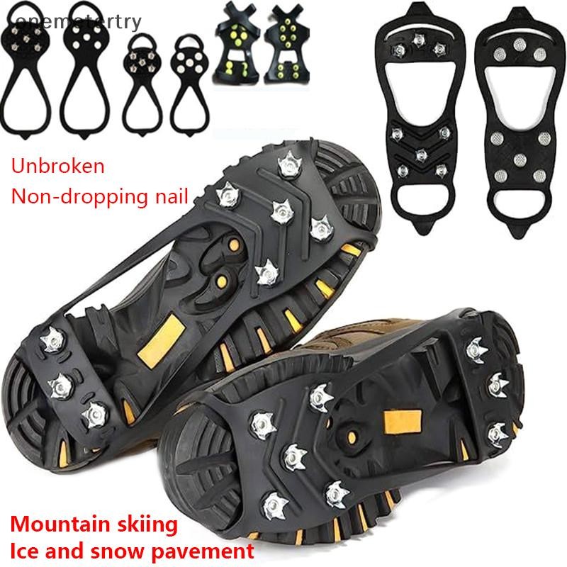 Onem ฤดูหนาวกีฬารองเท้าสําหรับผู้หญิงผู้ชาย 2PCS 5/8-Stud Anti-Slip Ice Claws Snow Climbing Spike Grips Crampon Cleats รองเท้า n