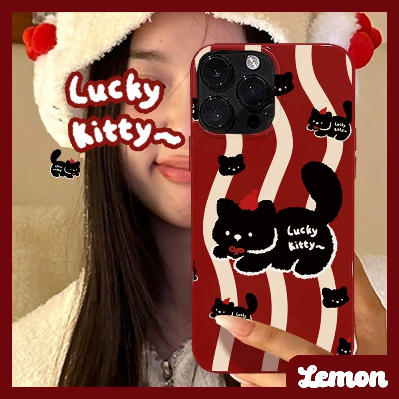 เคสโทรศัพท์มือถือ แบบนิ่ม ลายการ์ตูนคิตตี้ สีไวน์แดง มันวาว สําหรับ ไอโฟน 15 15promax 14pro 14promax 13 13pro 13promax 11 11 12 12pro 12promax XR XSMAX 7P 8P