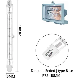 OIMG หรี่แสงได้ หลอดไฟฮาโลเจนเชิงเส้น R7S 60/80/100/120/150/500/1000/1500W 78/118/119/254 มม. ปลายคู่ แสงขาวนวล 2800K