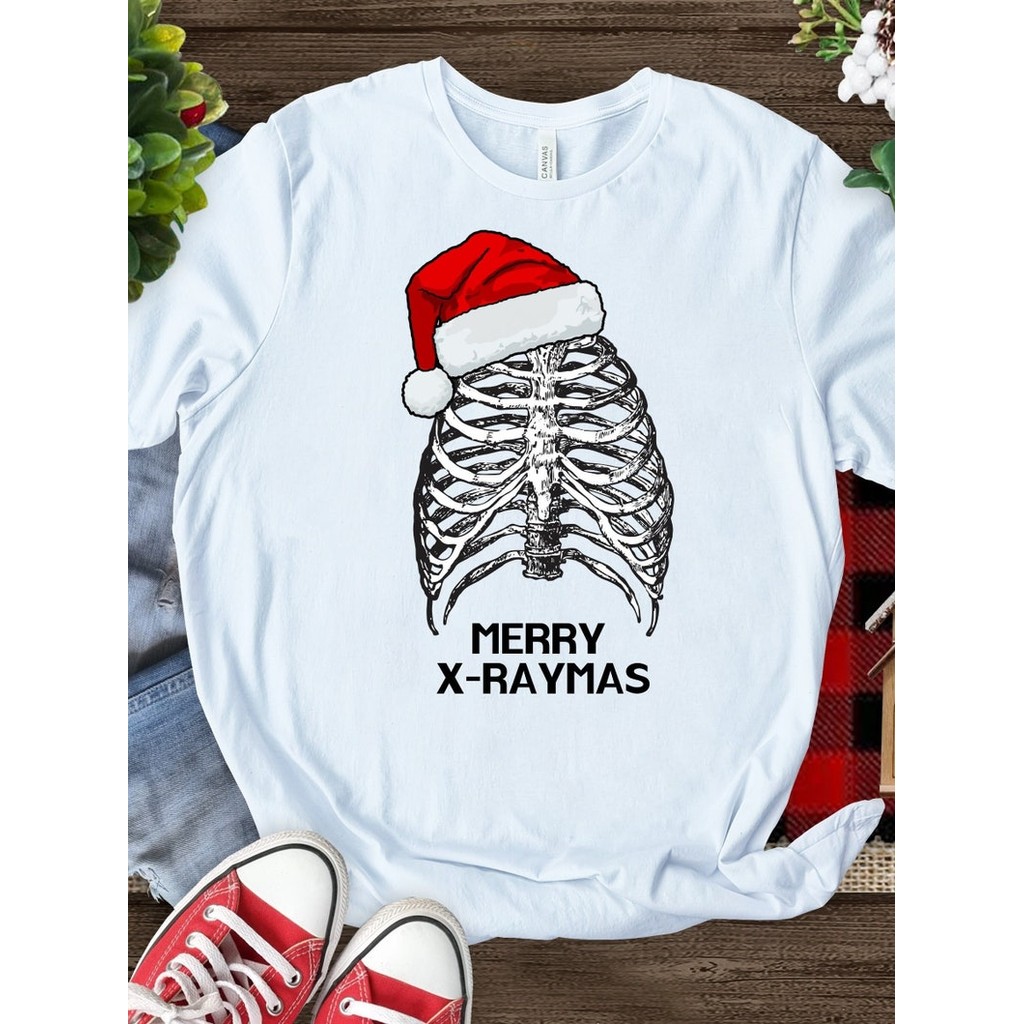 Xray Tech Shirt - Xray Christmas Shirt - Radiology Tech Shirt - MRI Shirt S-5XL ไซส์ใหญ่ สไตล์ สีดำ