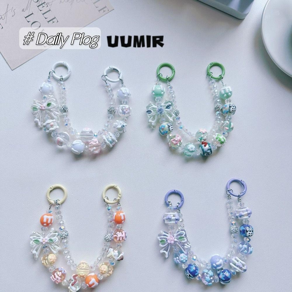 Uumir สายคล้องโทรศัพท์มือถือ, Sanrio POP MART จี้ห้อยกระเป๋า, Bowknot SpongeBob Beaded Phone Charm Rope