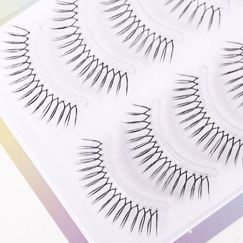 ธรรมชาติ Wispy Lash Extension U-รูปโปร่งใส Stem Eyelashes 5 คู่ปลอมความงามเครื่องสําอางReusable Comic Eyeแต่งหน้าเกาหลี - รูปที่ 4