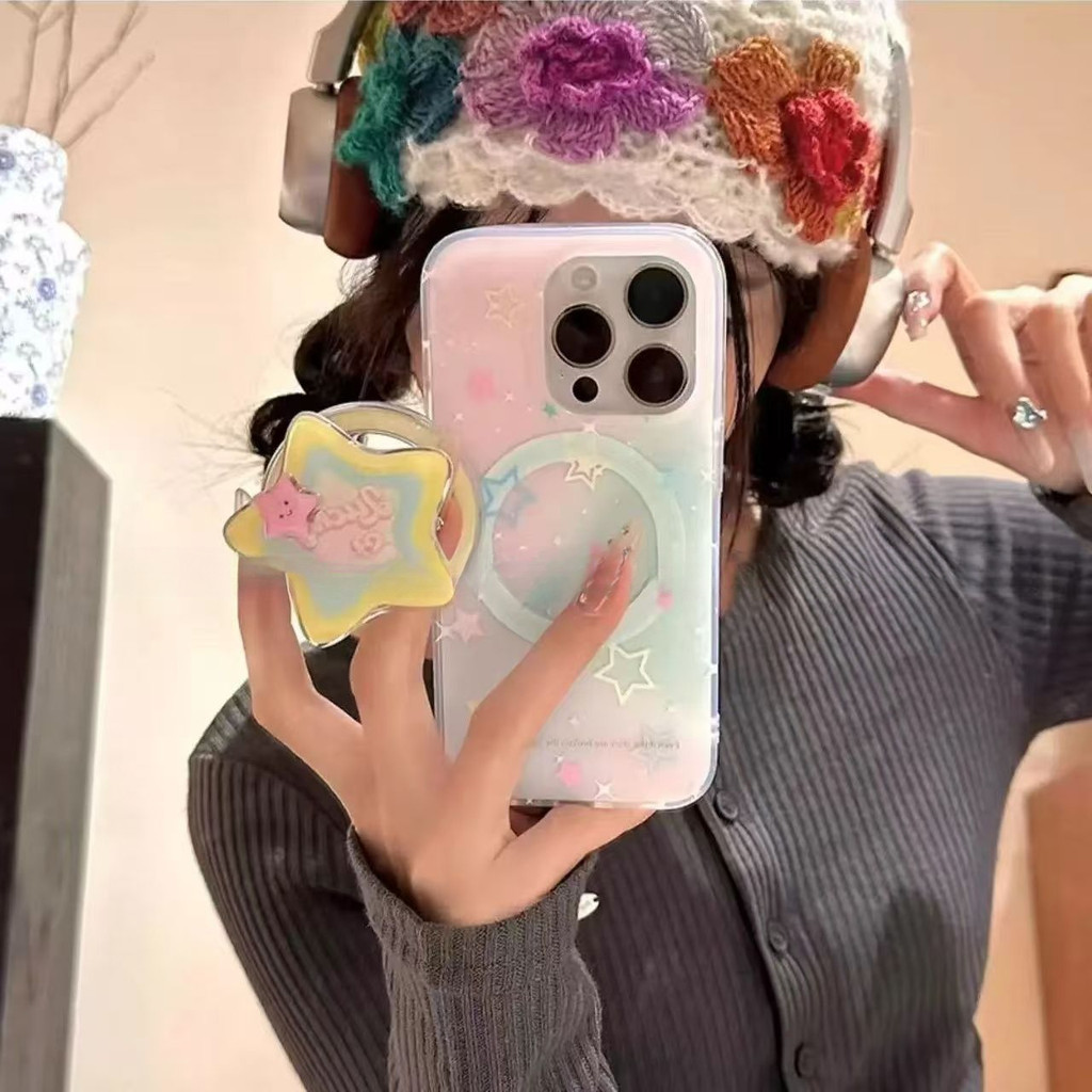 [G-Plus Studio] สายรัดแม่เหล็กดาวสีสันสดใสเหมาะสําหรับiPhone16promaxเคสโทรศัพท์iPhone15proขายร้อน 14