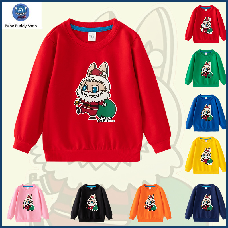 คริสต์มาส LABUBU เสื้อแขนยาวเสื้อกันหนาวผ้าฝ้าย 100% สําหรับเด็กชายและเด็กหญิง CY005