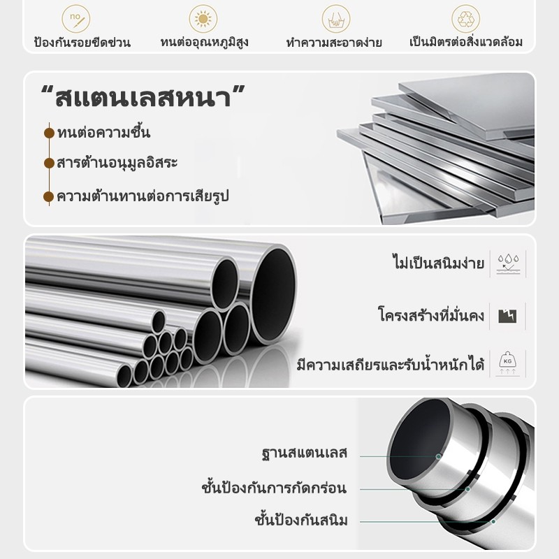 โต๊ะสแตนเลส ทรงกลม (ปัดแแบบด้านป้องกันการเป็นลอยได้ดี) / Stainless steel table โต๊ะสแตนเลสทรงสี่เหลี่ยม โต๊ะร้านชานม - รูปที่ 6