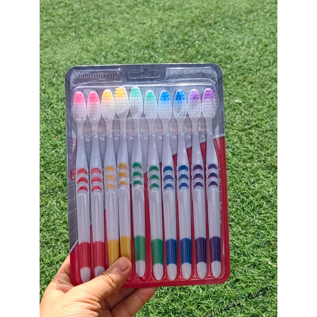 แปรงสีฟัน แปรงซอกฟัน แปรงสีฟัน (แบบแผง10ชิ้น) แปรงสุดคุ้ม รูปที่ 4