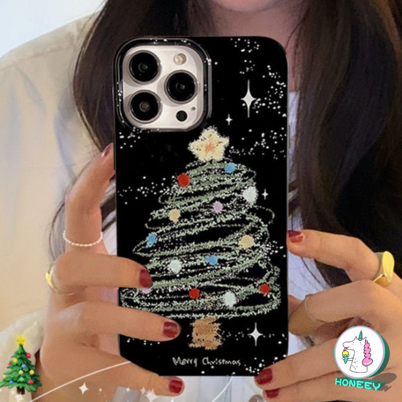 Ins Bling Christmas Treeเคสโทรศัพท์สําหรับIPhone 11 15 16 Pro Max 13 14 12 Promax 16plus XR XS Max 7Plus 8Plusฝุ่นกันกระแทกนุ่มTPUโทรศัพท์ปกหลัง