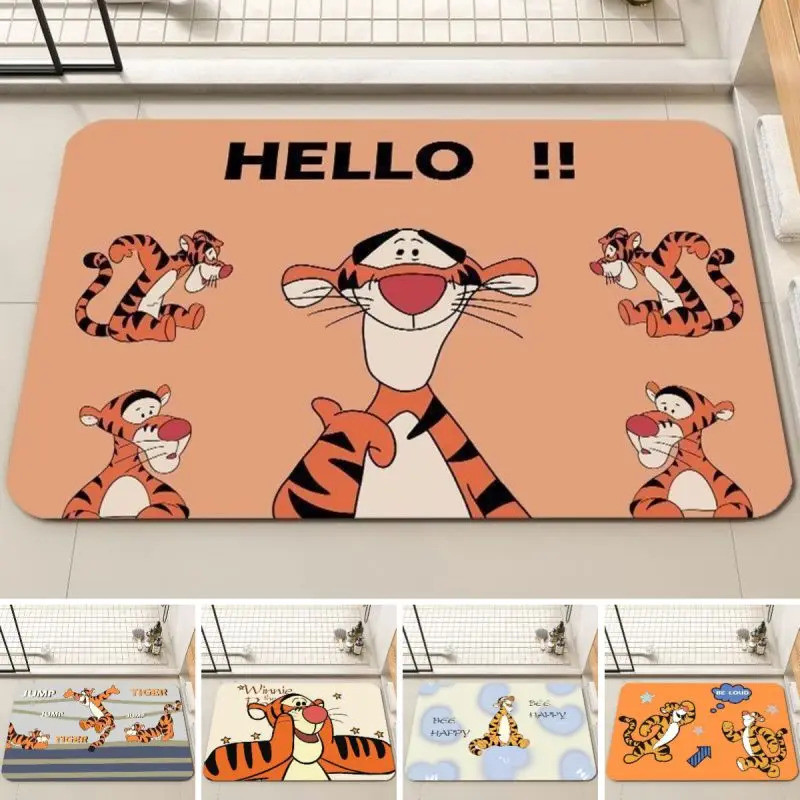 Miniso Disney Tigger Super Absorbent Shower Mat Diatom Mud Kitchen Entrance Area พรมห้องน้ําพรมพรมหน้าแรกตกแต่งห้องนอน