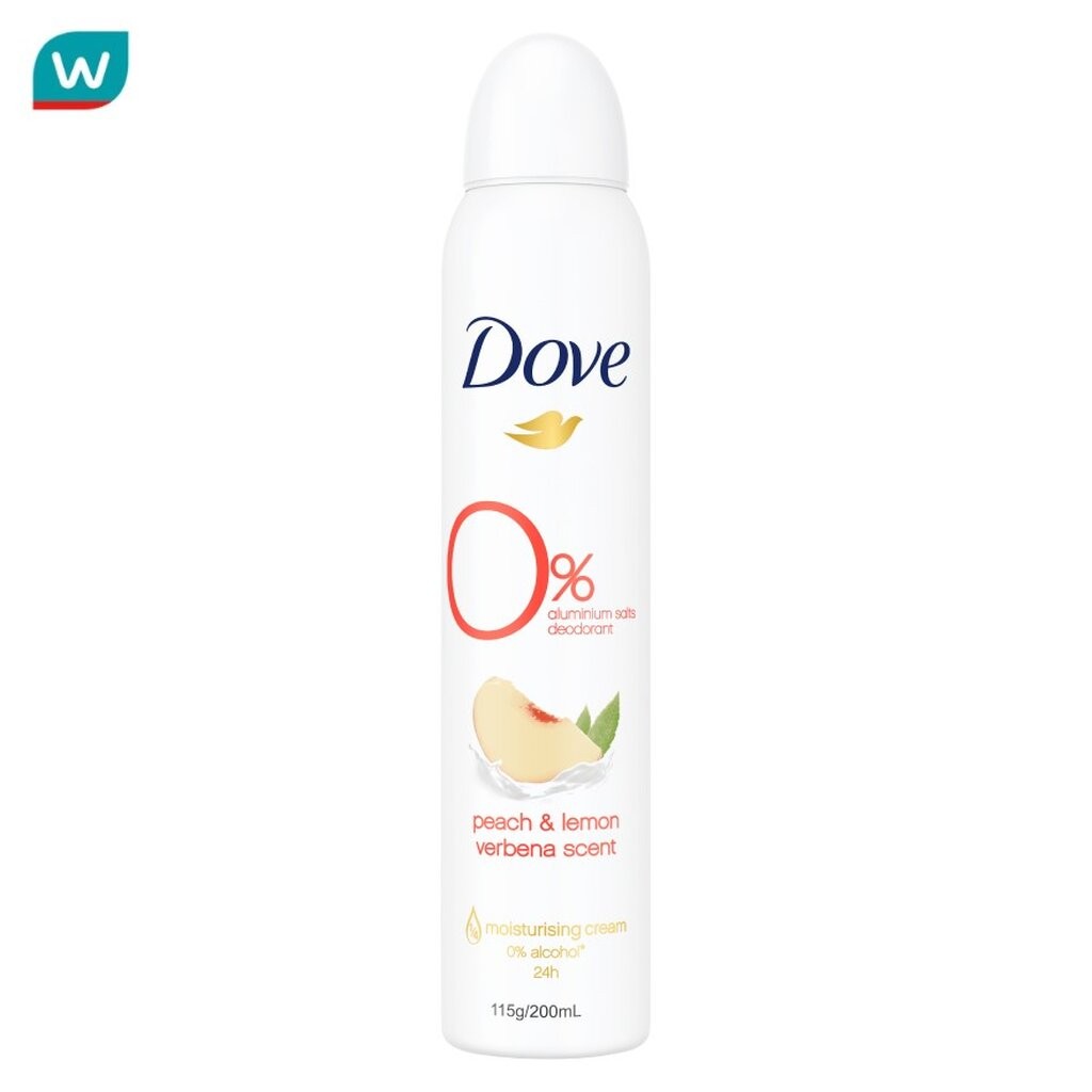 Dove โดฟ ดีโอ สเปรย์ ซีโร่เปอร์เซ็นต์ อะลูมิเนียม ซอลต์ พีช แอนด์ เลมอน เวอร์บีน่า 200 มล.
