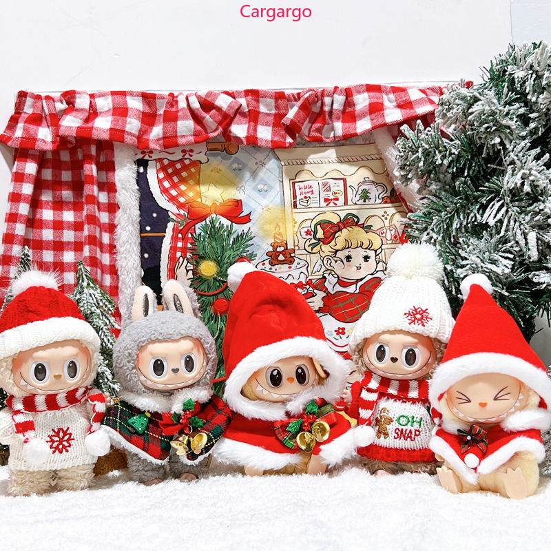 Cargargo (เฉพาะผ้า) สําหรับ 17 CM labubu ตกแต่งคริสต์มาสฤดูหนาวเสื้อกันหนาวชุดตุ๊กตาเสื้อผ้าตุ๊กตาอุปกรณ์เสริมเด็กผู้หญิงของเล่นสําหรับ labu ผ้า