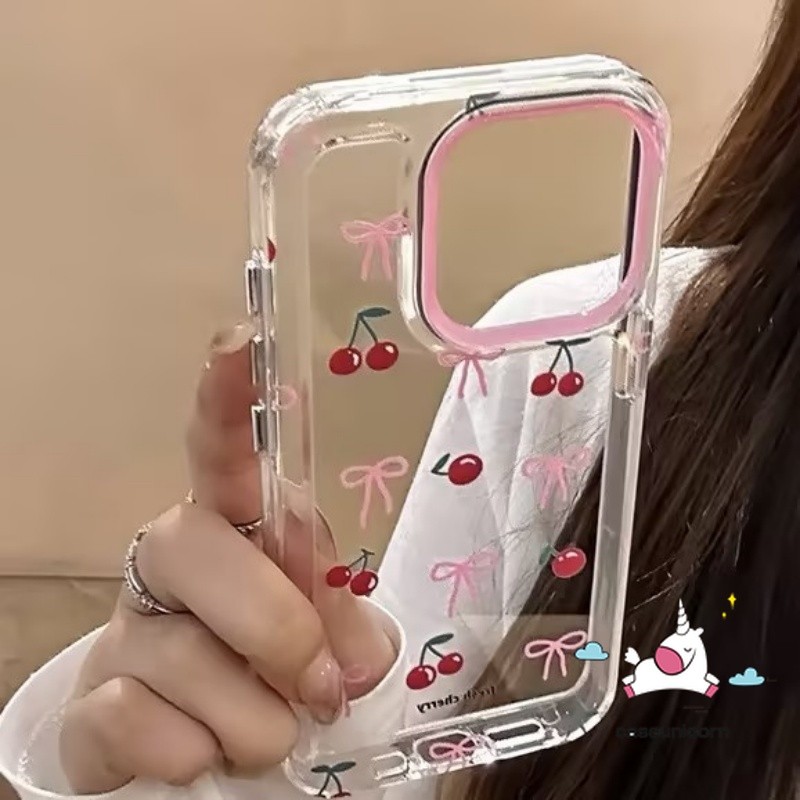 น่ารักเชอร์รี่สดการ์ตูน Bowknot Vintage Tag สร้อยข้อมืออินเทรนด์สําหรับ IPhone 11 15 14 16 13 12 Pro Max 7Plus XR X XS Max 14 8 15 16 7 Plus SE 2020 โปร่งใสนุ่มกรณี