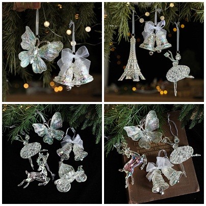 Ins คริสตัลตกแต่งคริสต์มาสจี้ Creative Christmas Party ตกแต่งที่มีสีสัน Elk Carriage เครื่องประดับ