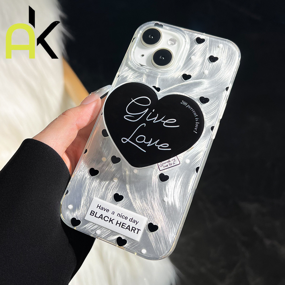 AK เคสโทรศัพท์มือถือนิ่ม ลายผีเสื้อ พร้อมขาตั้ง สําหรับ iPhone 16 15 14 13 12 11 Pro Max X Xr Xs Max 7 8 Plus SE2020