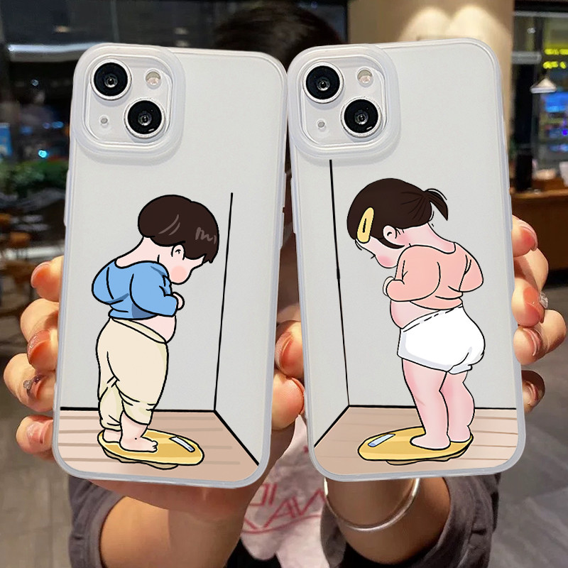 COD-คู่รักเคสมือถือ❤️ใช้ได้กับ IPhone 11 15 13 14 12 Pro Max 14 7 Plus XR XSMAX เคสโทรศัพท์กันกระแทกการ์ตูนคู่อ้วนน่ารัก