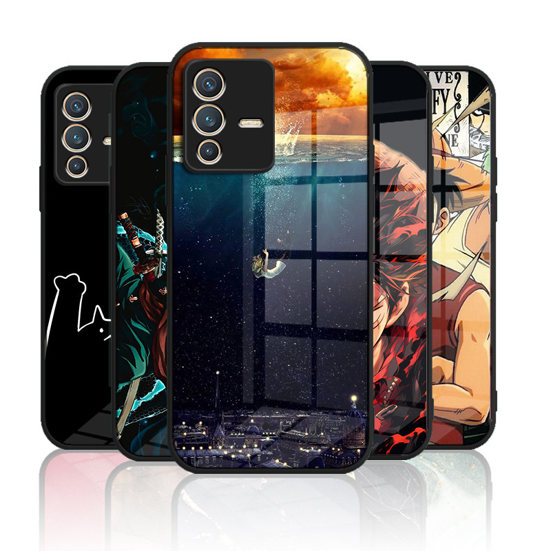 เคสกระจก VIVO V23 5g V23pro 5g เคสกระจกนิรภัยฮาร์ดฝาหลังขอบซิลิคอนอ่อน ราคา ถูกที่สุด ดีลบีเคเค
