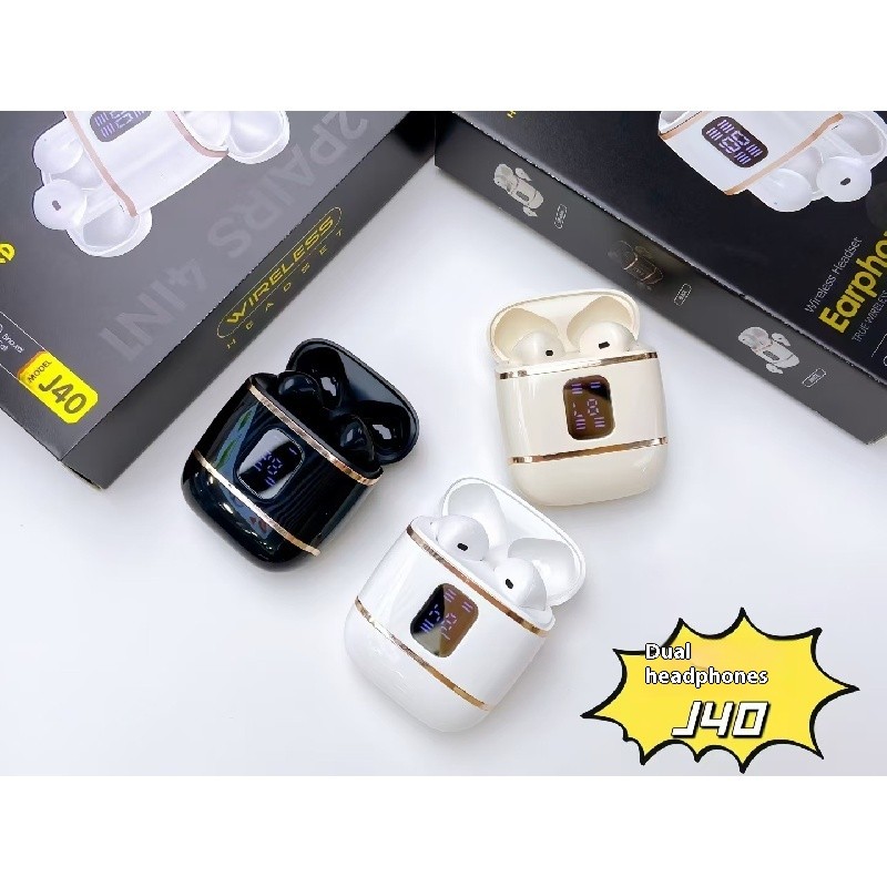 หูฟังบลูทูธไร้สาย 4 หูฟัง J40 กีฬา Esports หูฟัง TWS ที่จัดเก็บยาวพิเศษ
