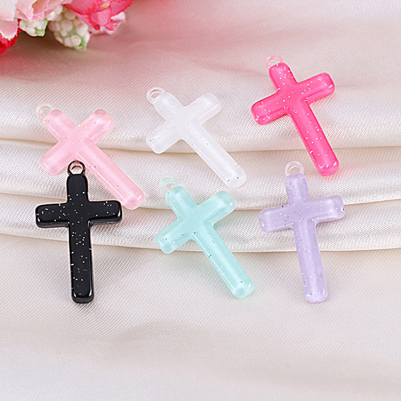 เรซิ่นเลื่อมข้ามจี้ DIY เครื่องประดับแฮนด์เมดวัสดุอุปกรณ์เสริม