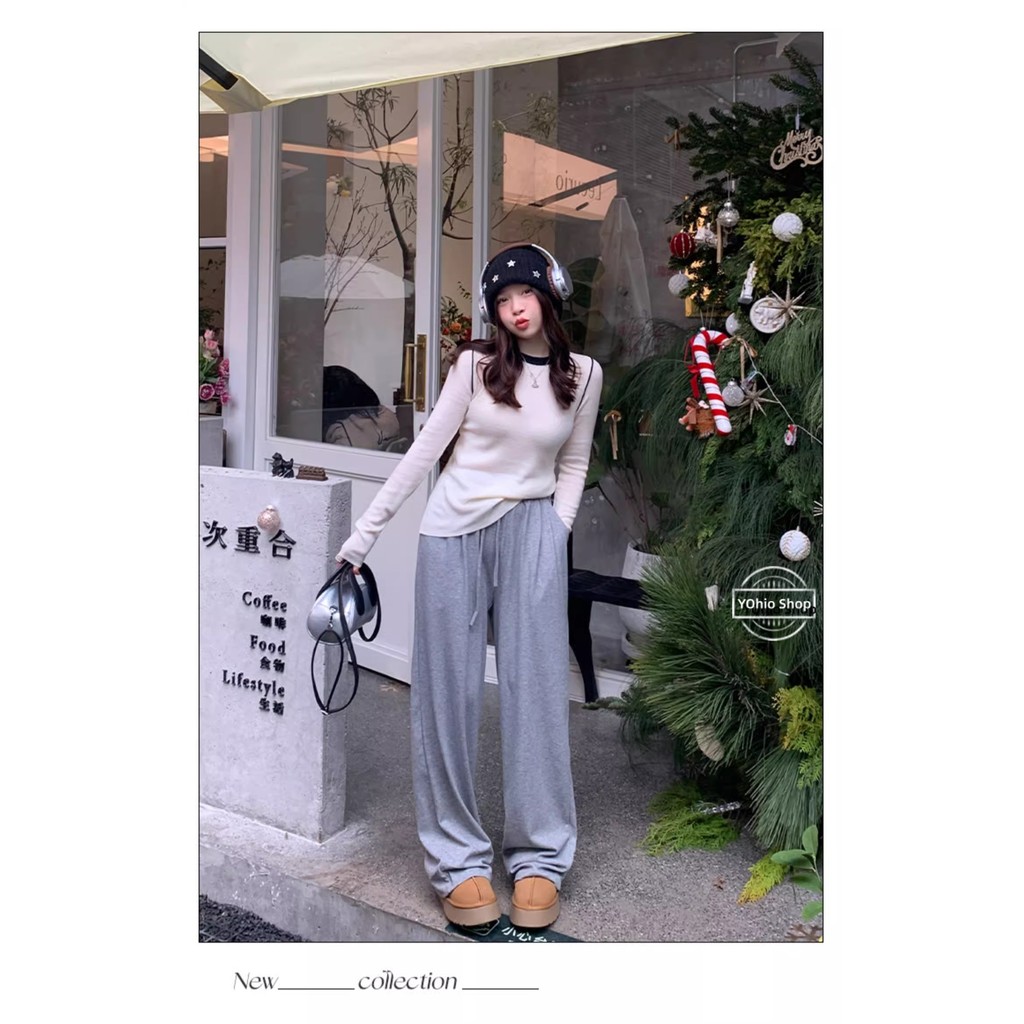 เสื้อยืดคอกลมฐานถักสีตัดกันระดับไฮเอนด์สําหรับฤดูใบไม้ร่วงของผู้หญิง - รูปที่ 7