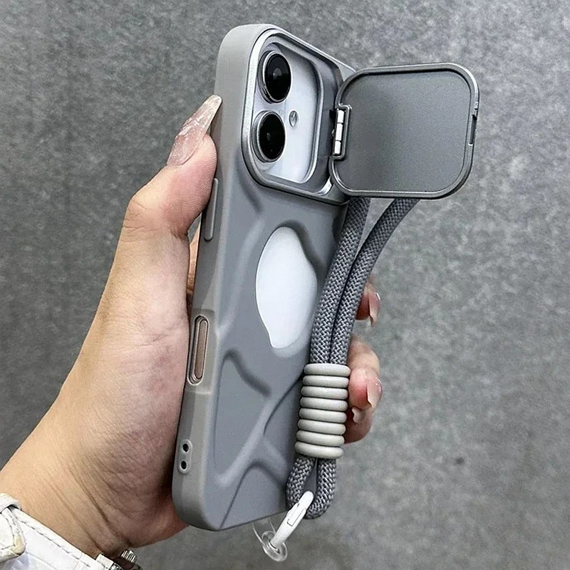 Luxury Hollow Out พร้อมเคสโทรศัพท์เชือกเส้นเล็กสําหรับ iPhone 11 12 13 14 15 16 Pro Max Plus แม่เหล็กกันกระแทก