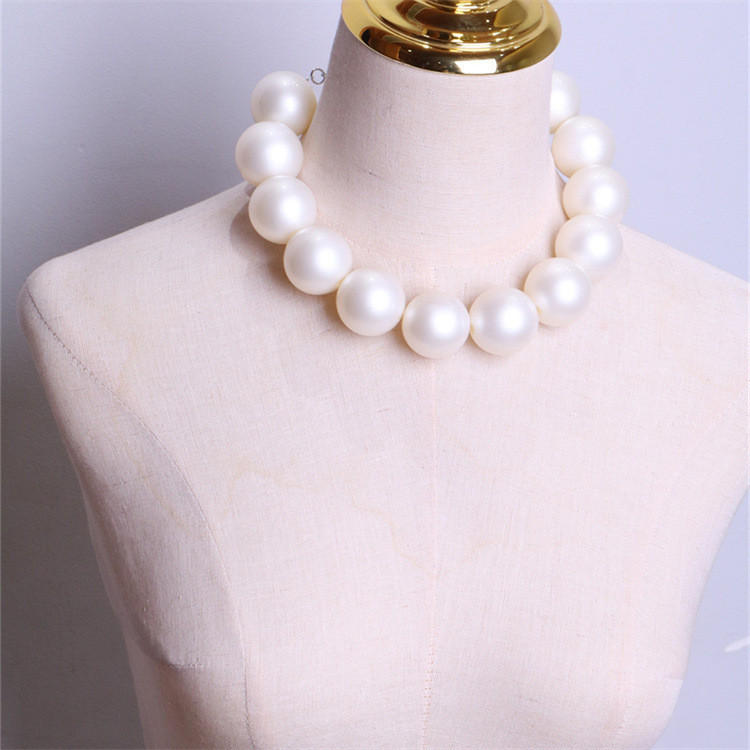 สร้อยคอลูกปัดมุกขนาดใหญ่สุดแฟชั่น30mm Choker โซ่ pm4c