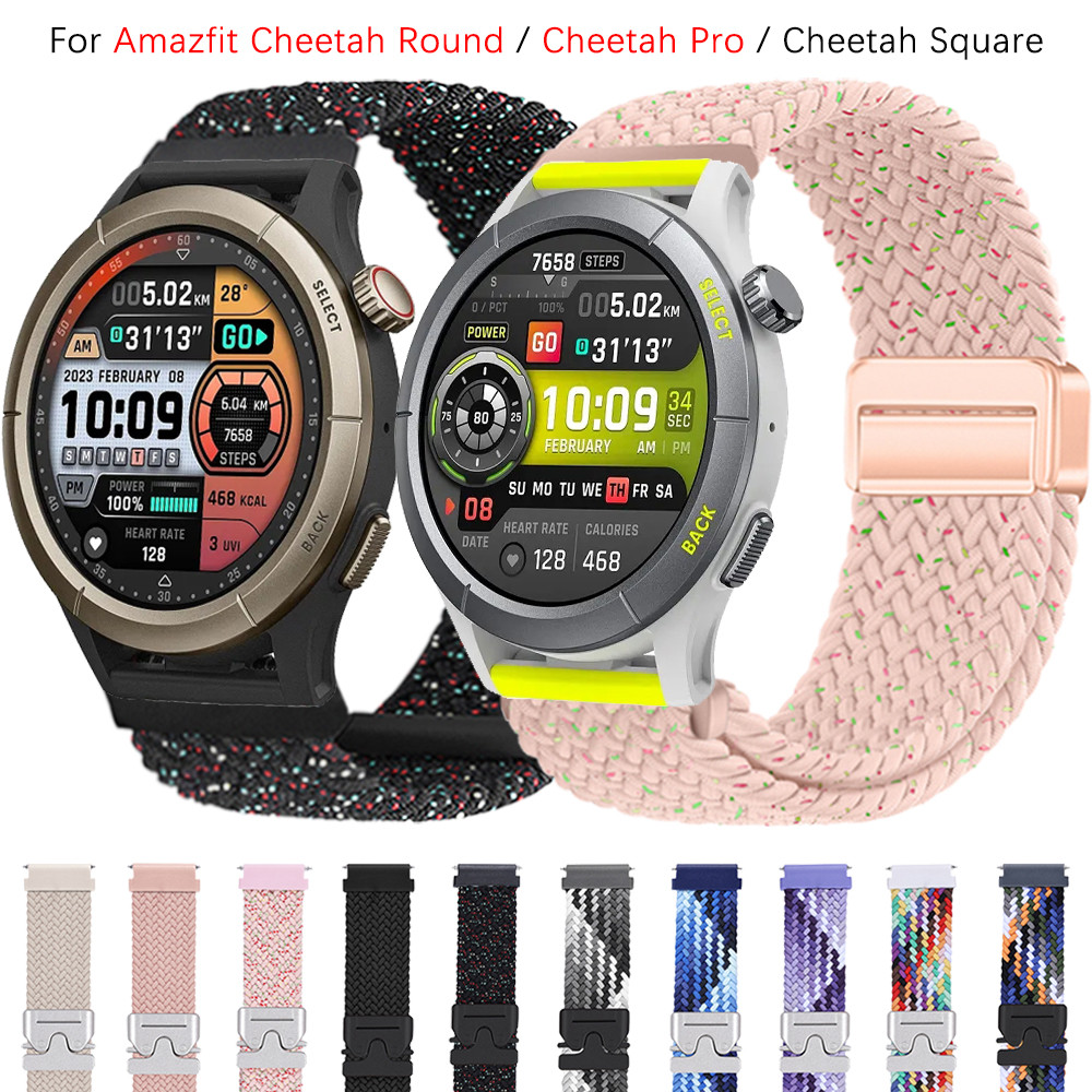 เข็มกลัดร่มชูชีพสายถักสําหรับ Amazfit Cheetah รอบ / Cheetah Pro / Cheetah Square smart watch ปรับถัก Solo Loop Band ยางยืด