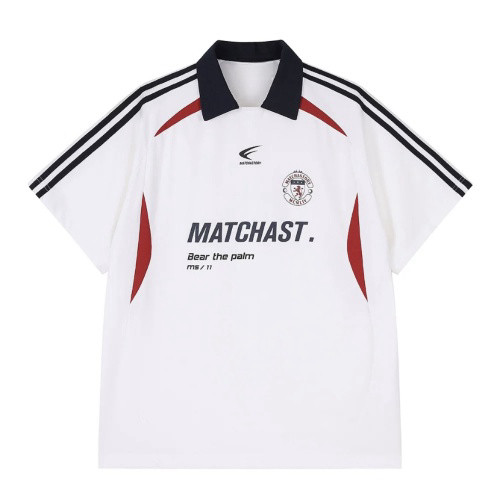 BECoolMan-เสื้อโปโลปกฮิปฮอปคู่รัก  เสื้อยืดทรงหลวมสไตล์ย้อนยุค  ชุดแข่ง ยอดนิยม ขยายใหญ่  กีฬาแมทช์ง่าย