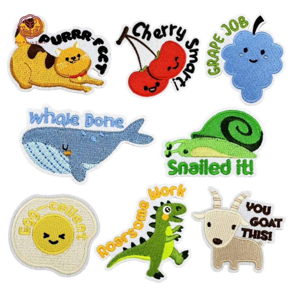 Pro Patch Store น่ารักภาษาอังกฤษสัตว์ Series DIY เย็บปักถักร้อยแพทช์สําหรับเย็บปักถักร้อยสติกเกอร์แพทช์สําหรับเสื้อผ้าป้ายสติกเกอร์