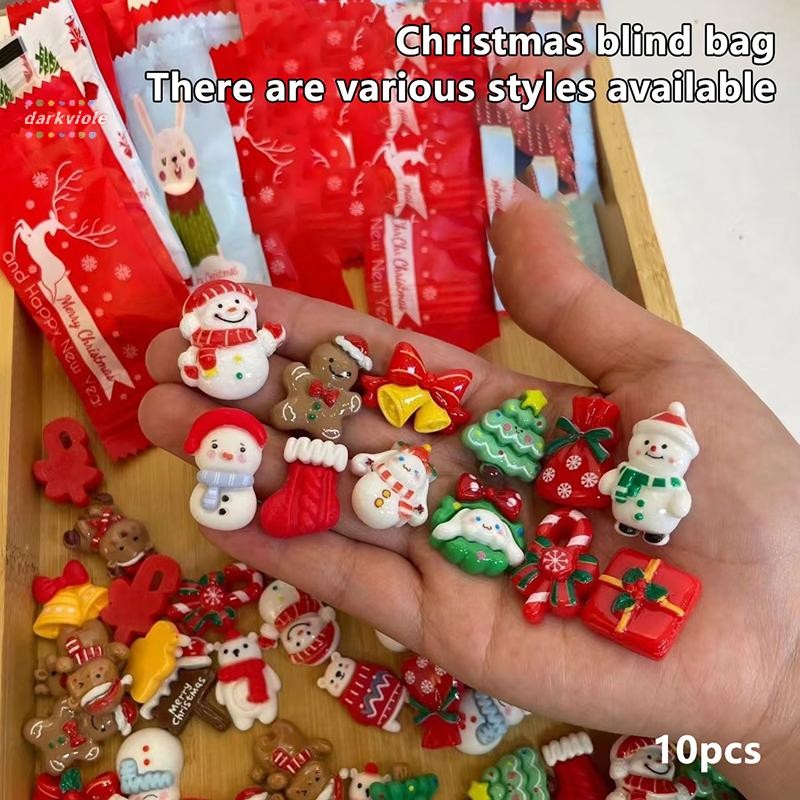 [darkviole] 10 ชิ้นเรซิ่นตุ๊กตาคริสต์มาสกระเป๋าตาบอดคริสต์มาส Elk Santa Claus ของขวัญรางวัลสําหรับเด็กอนุบาล [ใหม่]