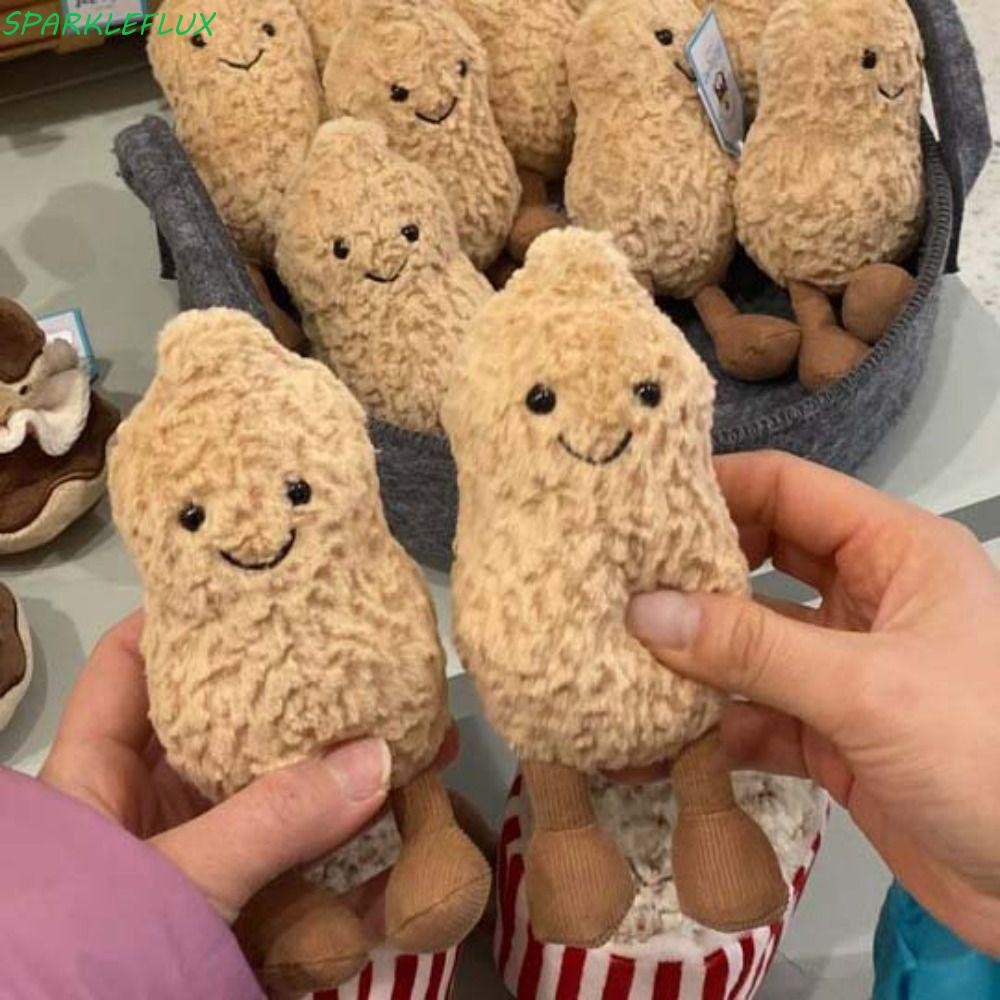 Sparklefflux จําลองถั่วลิสงของเล่น, Soft Plushies ตุ๊กตาถั่วลิสงตุ๊กตาของเล่น,เทศกาลของขวัญ Plush ตุ๊กตาการ์ตูน Mini Nut ของเล่นตุ๊กตา Home Party Decor