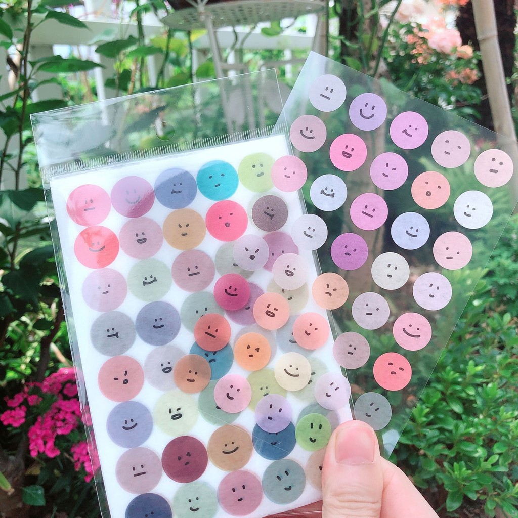 สติกเกอร์หน้ายิ้มลายจุด 6 ชิ้นการ์ตูนสติกเกอร์แสดงออกวัสดุตกแต่งไดอารี่และกระดาษสติกเกอร์ มัตสึชิมะ