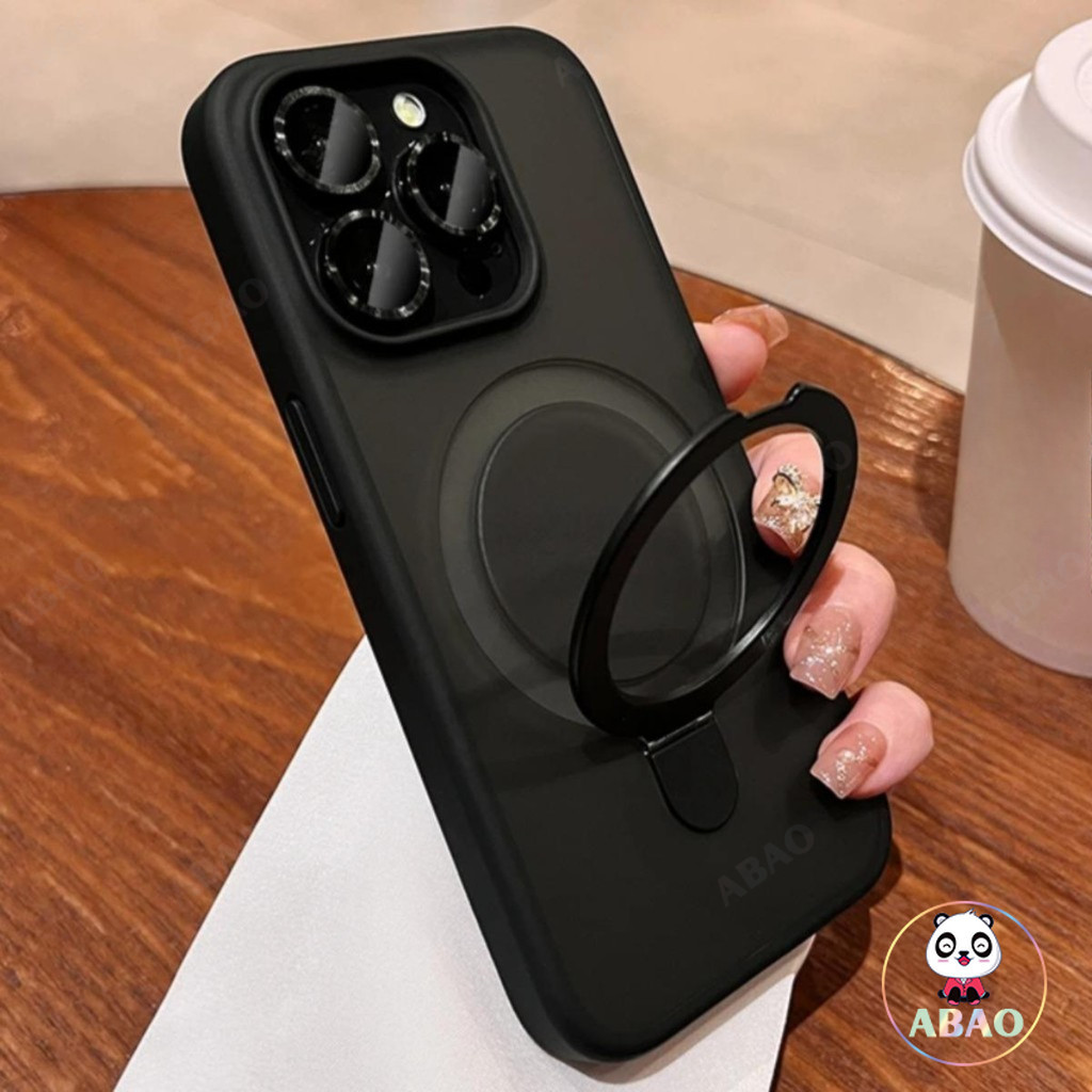 ABao ออกแบบสําหรับ iPhone กรณีแม่เหล็กที่มองไม่เห็นขาตั้งทหาร Drop Protection ใช้งานร่วมกับกันกระแทก Matte Case สําหรับ iPhone 15 14 13 12 11 Pro Max