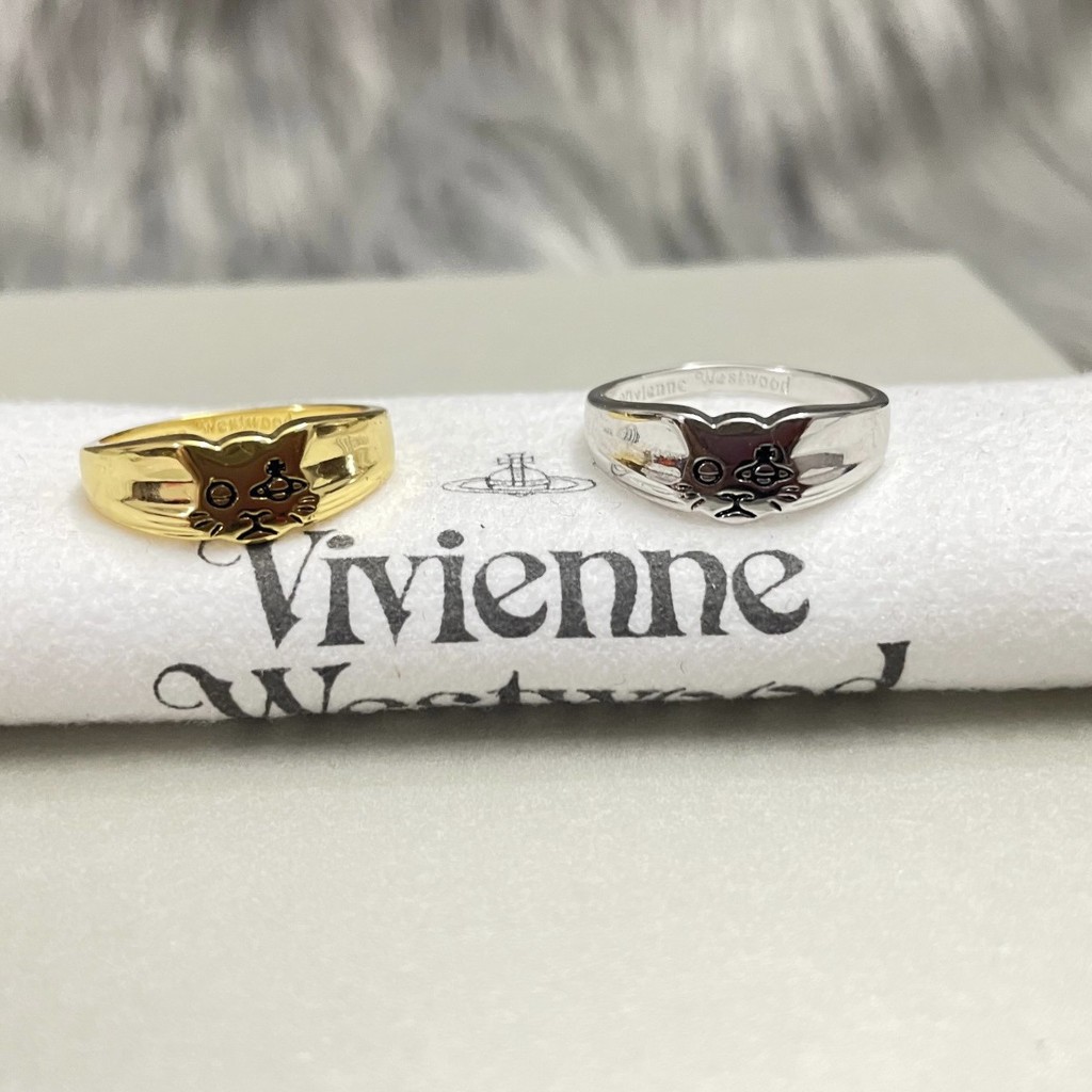 ใหม่ Westwood Vivienne Cat Saturn แหวนลูกแมวน่ารัก Planet แหวนคู่