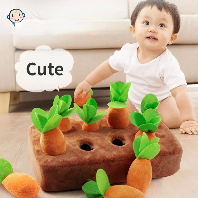 Baby Plush Pull Out Carrot Interaction Toys Cotton Montessori Radish Game Recognizing Educational To