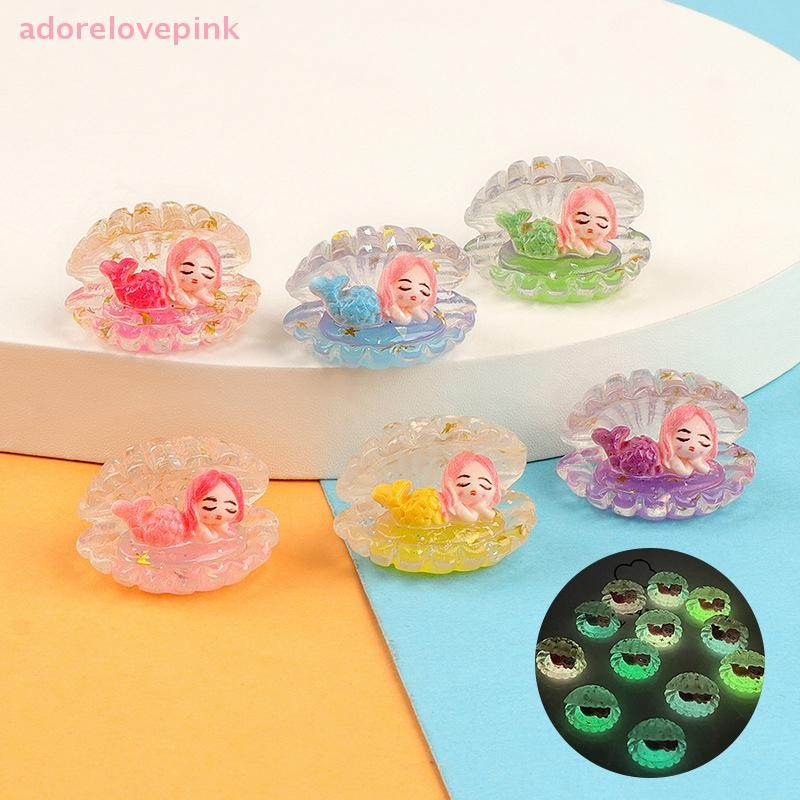 Iadorelovepink น่ารัก Luminous Mermaid Shell เครื่องประดับรถ Micro ภูมิทัศน์ตกแต่งตุ๊กตา House Decor เดสก์ท็อปปลา Aquarium Decor ของเล่น th