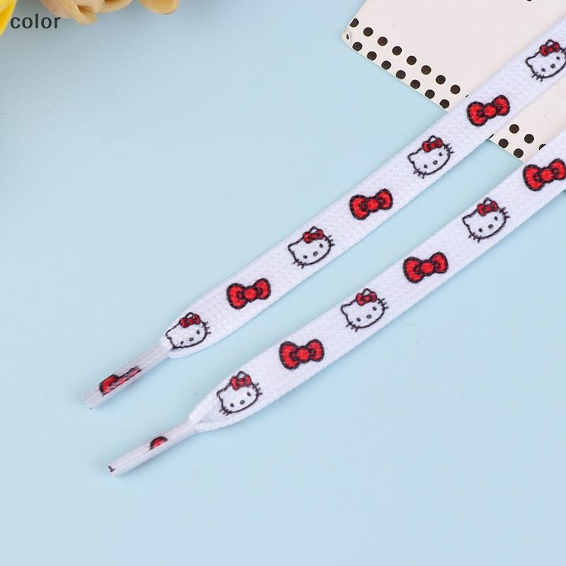 [สี] 2 ชิ้น Sanrio Shoelaces การ์ตูนอบเชย Kuromi Hello Kitty แฟชั่นรองเท้าแบน Laces อุปกรณ์เสริมเชือกผูกรองเท้า 120 ซม.สาวของขวัญ TH