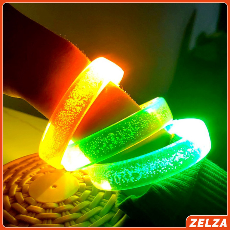 ZELZA สายรัดแขน พร้อมไฟ LED 6 สี ใช้แบตเตอรี่ กำไลข้อมือ Charm Bracelets