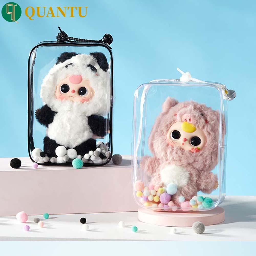 Quantu ตุ๊กตาเก็บกระเป๋า,เด็กสาม Pop Mart ตุ๊กตากระเป๋าตุ๊กตากลางแจ้งใส, Labubu Outed กระเป๋าจอแสดงผล PVC ตุ๊กตากลางแจ้งกระเป๋าตุ๊กตาอุปกรณ์เสริม