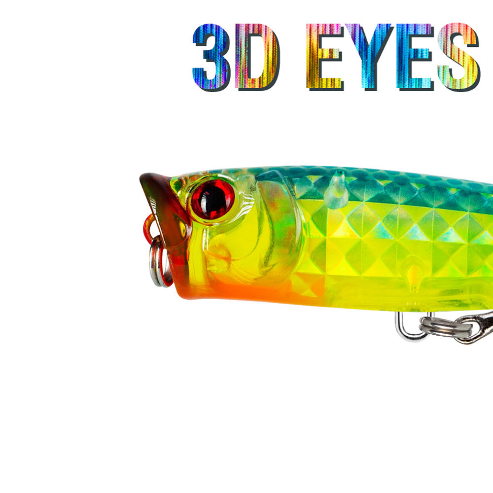 6.8เซนติเมตร/7กรัมล่อตกปลาเหยื่อป๊อปเปอร์ที่มีสองไตรเบิลตะขอ3ง ตาพลาสติกประดิษฐ์สร้อยเหยื่อแข็งสําหรับปลาเทราท์เบสคอนอุปกรณ์ตกปลา - รูปที่ 7