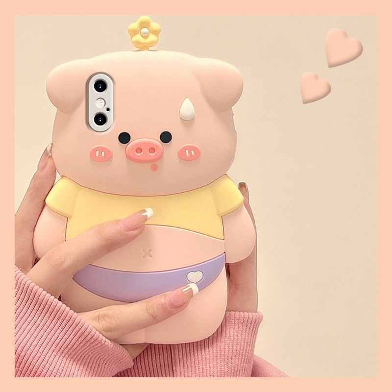 เหมาะสําหรับ Apple x เคสโทรศัพท์ iphonexsmax การ์ตูน xr น่ารัก se3 หมู ลูกหมู 8plus สาวหัวใจ 7p 2SNN