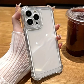 ใหม่ iPhone กันกระแทกเคสโทรศัพท์นุ่มโปร่งใส 16/15/14/13/12/11 Pro Max Plus X XS Max XR 7Plus 8Plus หรูหราโปร่งใสขอบฝาครอบป้องกัน