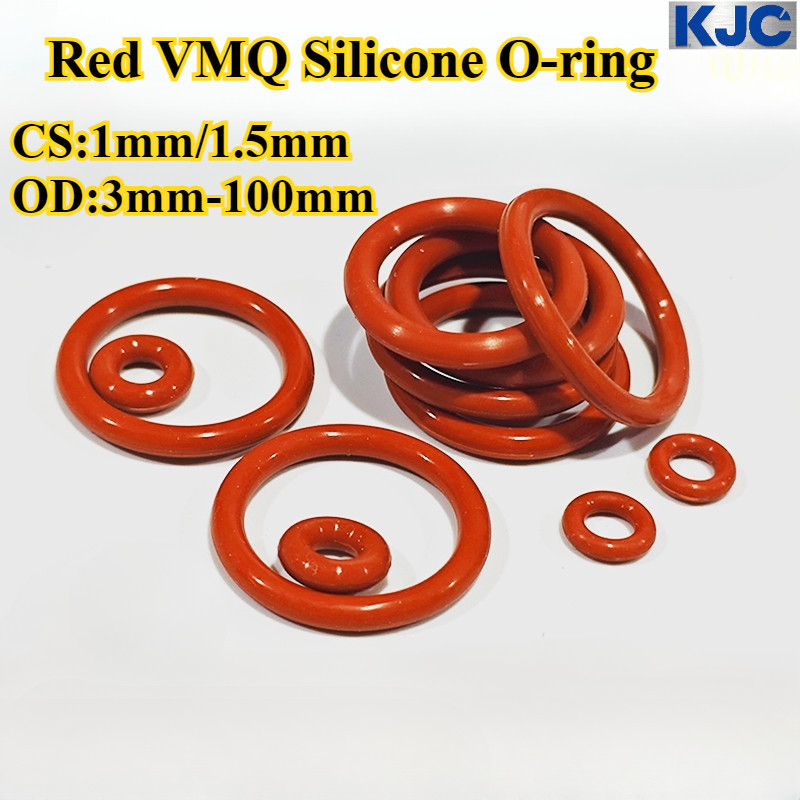 [KJC-OXQ] โอริงซิลิโคน VMQ สีแดง (CS1mm/1.5mm * OD3mm-100mm) แหวนซีล ปะเก็นกลมยาง ความยืดหยุ่นดี กันน้ํา และทนต่ออุณหภูมิสูง