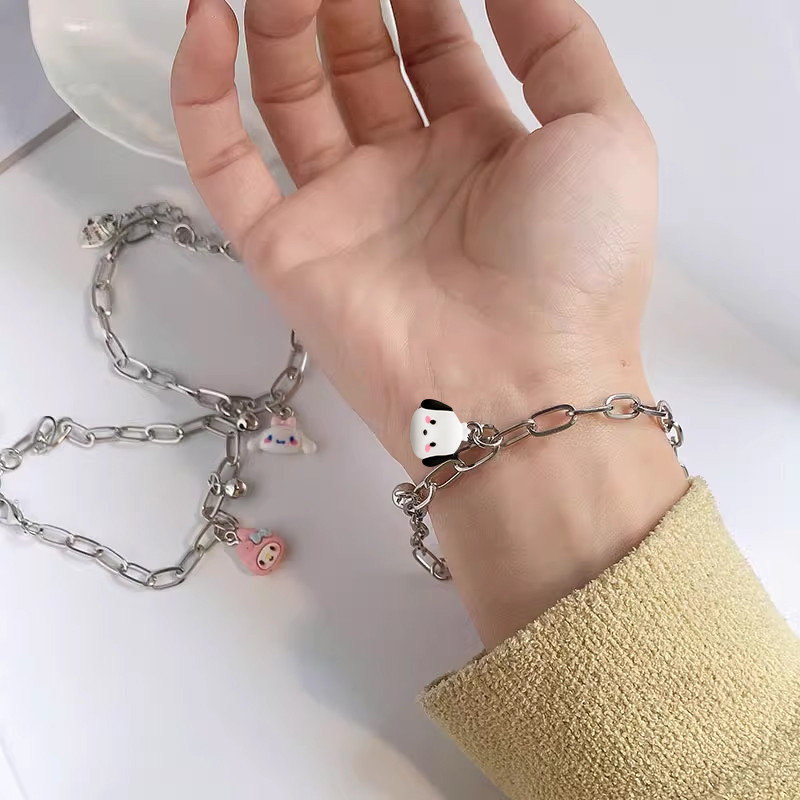 COD💖สร้อยข้อมือ Pochacco Bell น่ารัก,ของขวัญสำหรับนักเรียนเพื่อนคู่,สร้อยข้อมือปรับได้-Lune