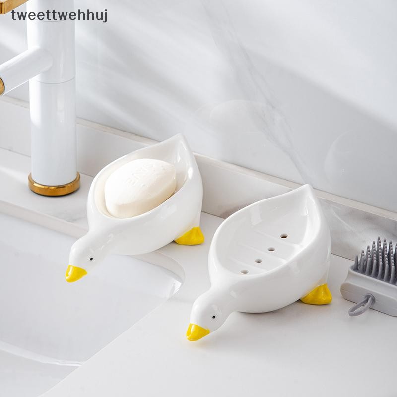 Tw 1PC เป็ดสีเหลืองรูปร่างกล่องสบู่การ์ตูนจานสบู่ Drainable ผู้ถือสบู่คอนเทนเนอร์จานสบู่สําหรับถาดอุปกรณ์ห้องน้ํา huj - รูปที่ 2