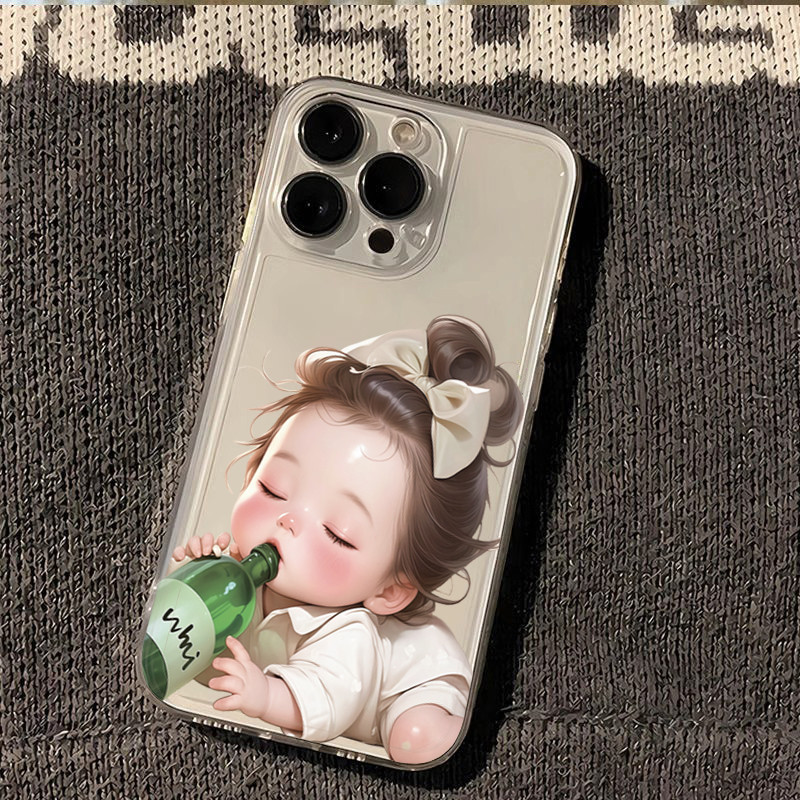 SAMSUNG น่ารักเมาสาวเคสโทรศัพท์สําหรับsamsung A06 A16 A15 A55 A35 A54 A26 A05 A34 A36 A14 A52 A53 A23 A56 A51 A13 Creative Little Girl ClearกันกระแทกTPU Soft Cover - รูปที่ 4