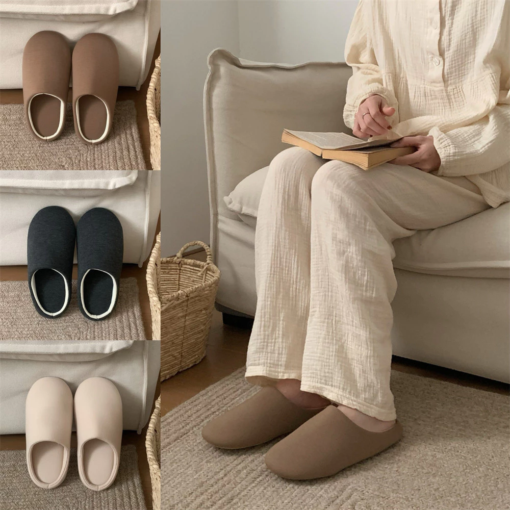 XIXITIAO รองเท้าแตะทุกปี Universal ชายหญิงนักเรียน Soft Sole Simple Mute ผ้าฝ้ายลินินในร่ม