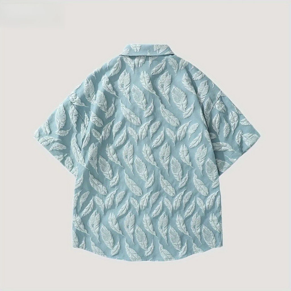 ชุดเสื้อแขนสั้นลายใบไม้ผู้ชาย สไตล์ลำลองลายดอกไม้ thumbnail 9