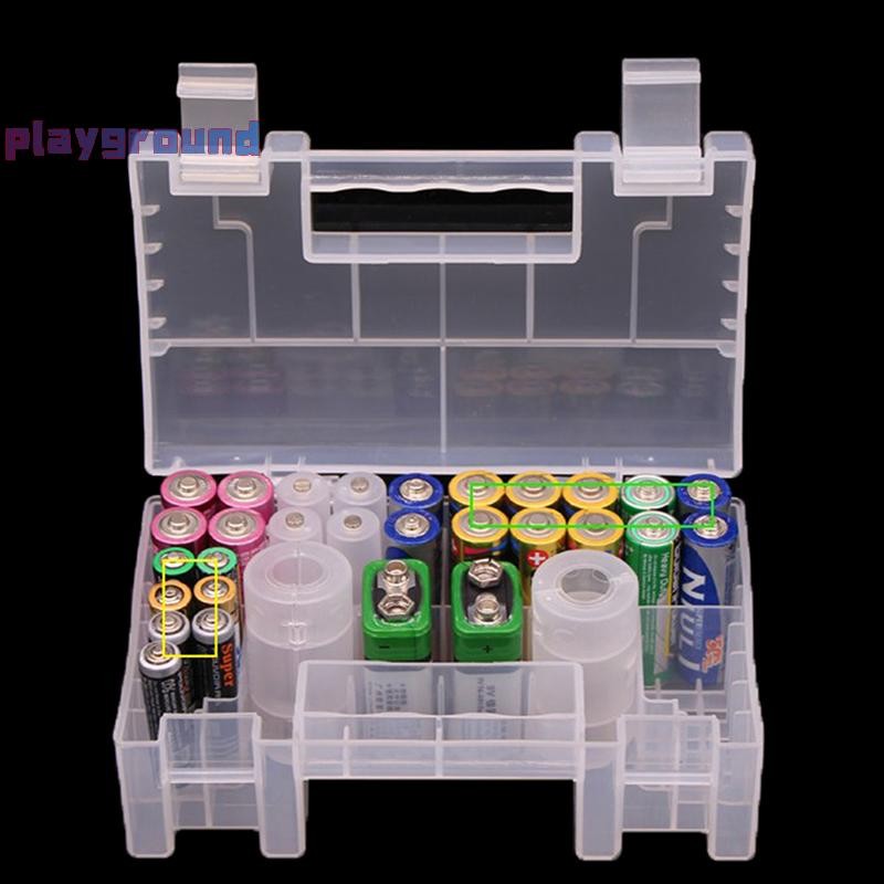[playground] กล่องแบตเตอรี่พลาสติกที่ใส่เคสสําหรับแบตเตอรี่ AA AAA CD 9V [ใหม่]
