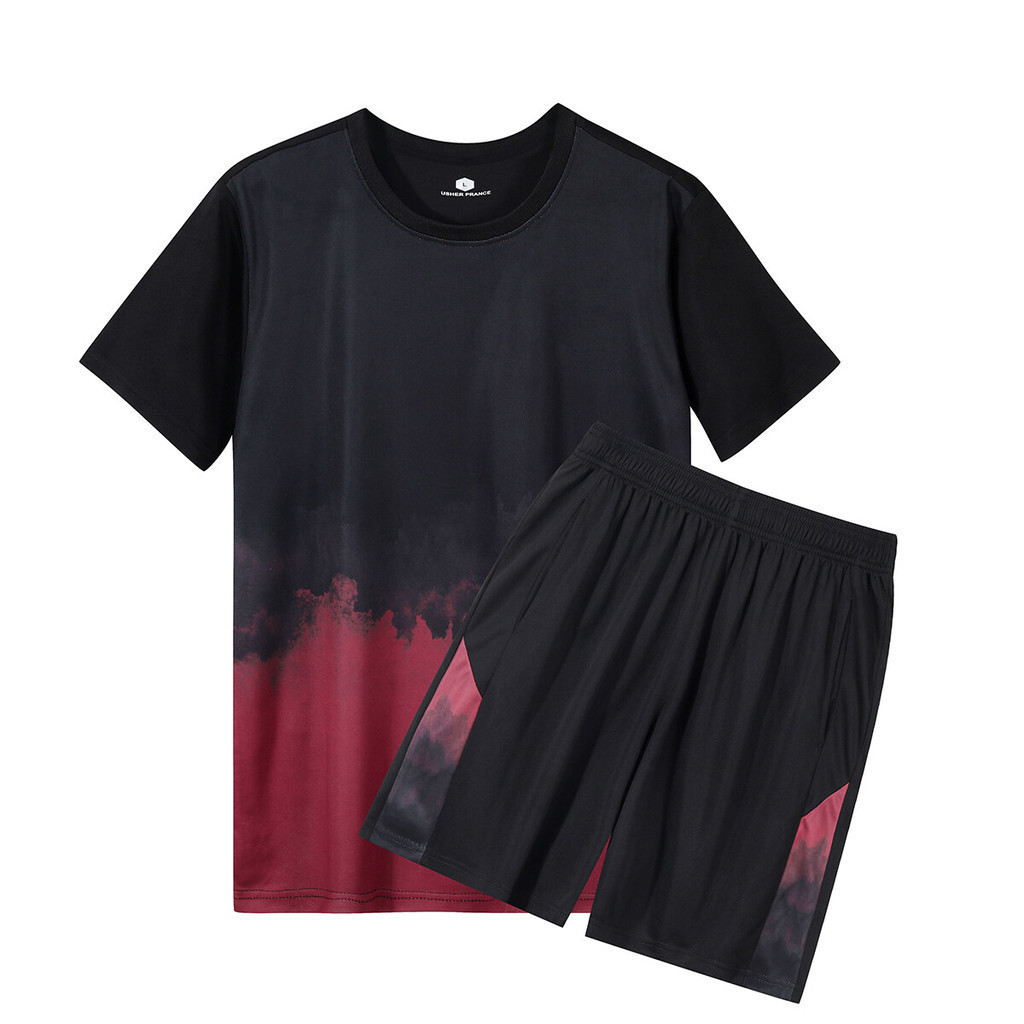 sport ชุดกีฬาทูพีช กางเกงขาสั้น+ชุดกีฬาแขนสั้น ใส่ได้ทั้งชายและหญิง ชุดวิ่ง